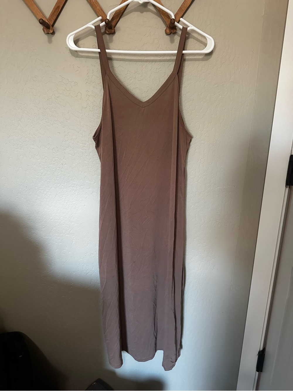Double Zero Slip Maxi Dress in Taupe Brown